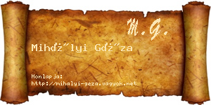 Mihályi Géza névjegykártya